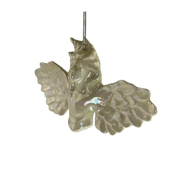 Vintage Iridescent Ceramic Angel Ornament, Outstretched Wings, Christmas 5.75" - Picture 3 of 14